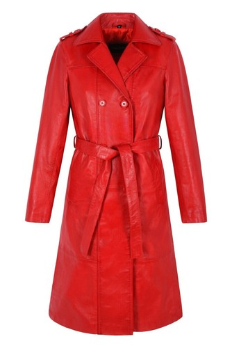 Manteau long cuir rouge - manteau,