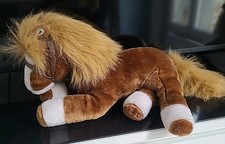 Peluche Cheval ? Couché Marron Blanc CP Tbe L37 Cm (Sans Queue) H21 Env (Tete)