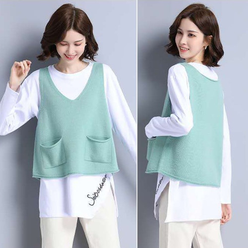 Femme tricoté gilet poche - femme,