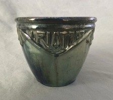 Pot publicitaire en grès irisé de Rambervillers lustre métallique Cytère