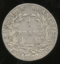 Bonaparte 1er Consul (1799-1804) 1 Franc AN 12 H La Rochelle