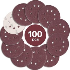 100PCS Disque de Ponçage 125mm Grain 80, Disques a Poncer Papier Abrasifs 8 