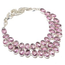 Collier bijou délicat en argent sterling 925 pierre précieuse kunzite rose fa...