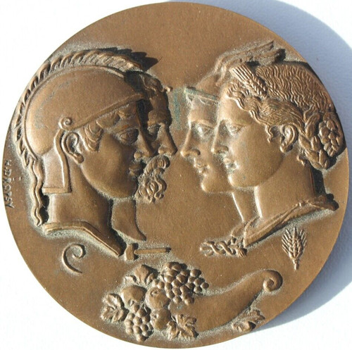 Medaille bronze signée - medaille, en