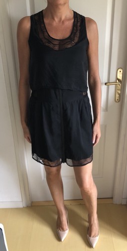 Robe soie noire dentelle - soie,