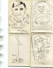 LOT de 9 PHotos sur papier Agfa Brovira Illustrations dessins Humour Ironie