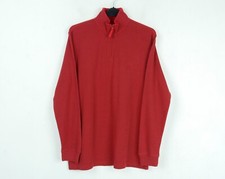 CHAPS Homme M Pull Rouge Rayé Jumper Pullover Col Haut Zip Quartier Coton Haut