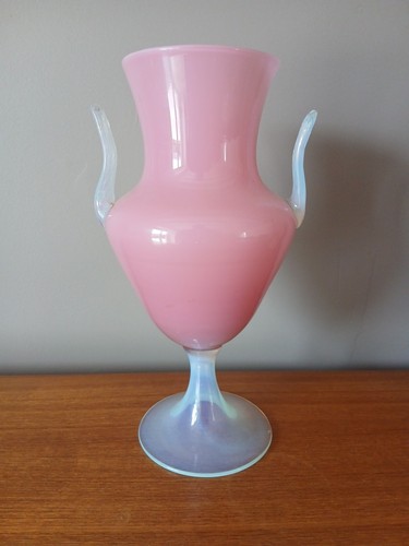 Ancien vase opaline rose et - ancien,