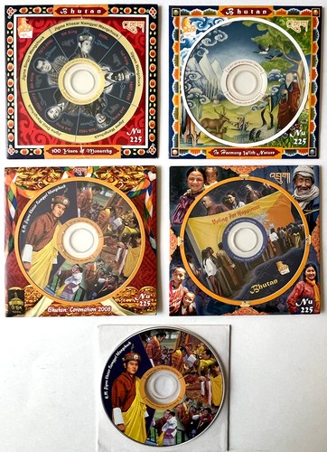 Bhutan stamps with mini cd - bhutan,