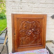 French Set Antique Hand Carved Panel Door Solid Wood Basket 27”x23” Cabinet 2