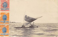 CPA BRESIL / RECIFE / CARTE PHOTO / PECHEURS AVEC JONQUE