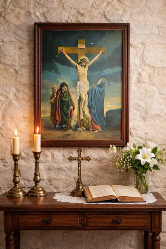 Ancien grand tableau religieux - ancien,