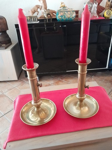 Paire bougeoirs cuivre ancien - bougeoirs,