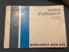 Notice utilisation 205 GTI phase 1 avec carte de garantie du 18/04/1985