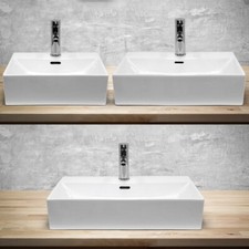 Vasque à poser lavabo salle de bain céramique lave-mains évier blanc 41/51/60cm