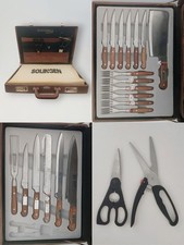 Mallette + set de couverts (21 pcs) vintage bois inox / Solingen