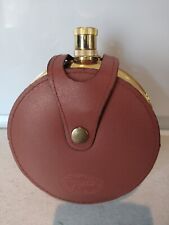 Fiole à Whisky Métallique, Sacoche Cuir "Spirit Of Saint-Louis" Flasque Vintage 