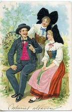  CARTE POSTALE / GAUFREE /  COSTUME ALSACIEN 