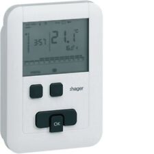 Hager EK570 - Thermostat ambiance programmable digital 2 fils ECO sur 7j à piles