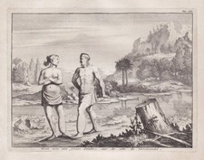 Origine Inde Coromandel Coast Native People Costumes Gravure sur Cuivre 1720