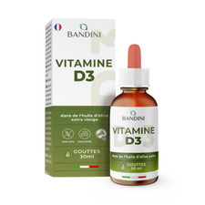 Bandini® Vitamine D3 30ml 2000 UI par Goutte | En huile d olive extra vierge
