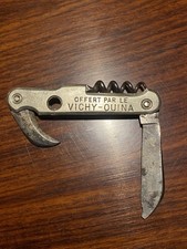 Ancien Couteau Tire Bouchon Pub Offert Par Le Vichy Quina