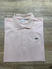 Polo LACOSTE Slim Fit made in France rose vintage coton manches courte Size US L