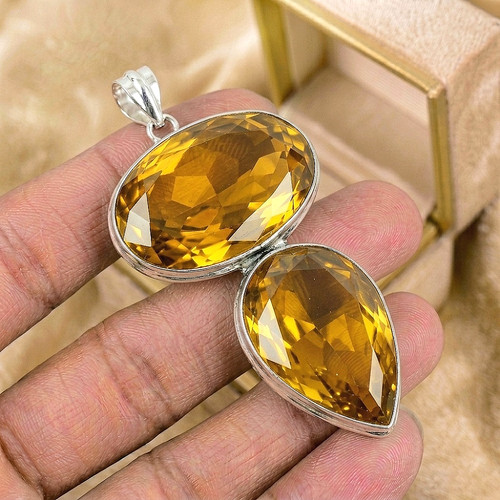 Silver citrine gemstone - silver,