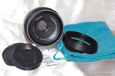 Objectif M42 50mm f2,8 CARL ZEISS TESSAR, bouchons, pare-soleil et housse, TBE