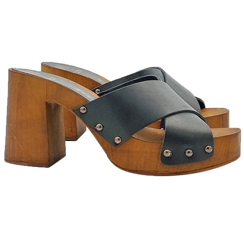 Mule femme noir avec - noir, bandes