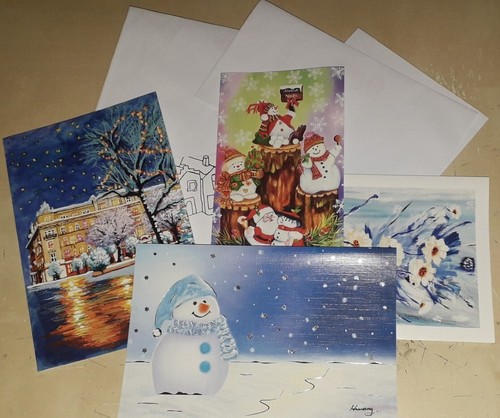 Lot cinq cartes voeux - cinq,