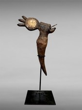 Statuette Fétiche, Art Africain Congo, Hochet, Main