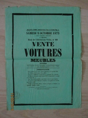 Ancienne affiche vente - ancienne, de