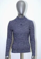 Vintage 70s Mottled Blue Turtle-Neck Sweater COURREGES Paris Sz M Made in France