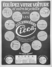 PUBLICITÉ PRESSE 1926 ACCESSOIRES CICCA ÉQUIPEZ VOTRE VOITURE ET BICYCLETTE