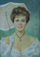 Ancien tableau portrait jeune