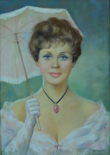 Ancien tableau portrait jeune