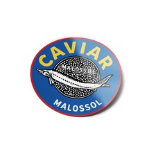 Pack x5 AUTOCOLLANTS STICKERS Vinyle Caviar Malossol Russe Oeuf Poisson Luxe 8cm