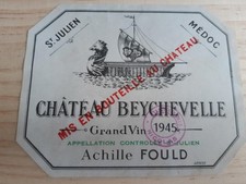 etiquette vin Chateau Beychevelle 1945 saint Julien wine label wein etikett