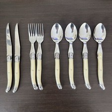 Lot de 8 couverts Laguiole Heritage ivoire et argent : 2 couteaux, 2...