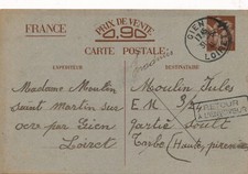 CARTE INTERZONE ENTIR IRIS ST MARTIN SUR OCRE PAR GIEN LOIRET INADMIS RETOUR 