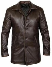 Manteau en cuir marron de