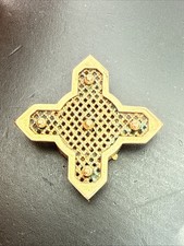 Ancien Pendentif Médaille Plaquer Or Breloque Art Déco nouveau croix éléphant 