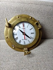 12" Ancienne Marine Laiton Bateau Hublot Montre Nautique Murale Décor Domestique