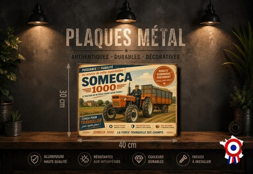 Plaque métal vintage tracteur
