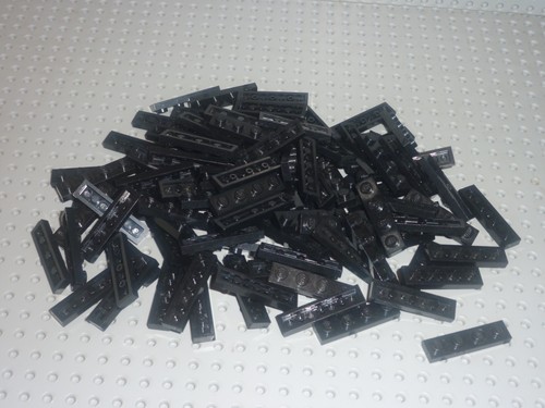 100 lego black plate - black, 1x4