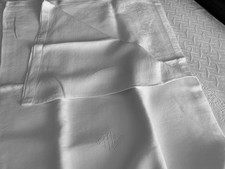 linge ancien Nappe De Mariage Damassé Soie Monogramme N P