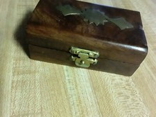 Vintage Wood & Inlaid Brass