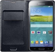Samsung Wallet Cover Etui portefeuille coque à rabat pour Samsung Galaxy S5 Noir