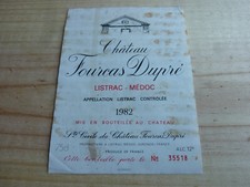 étiquette vin Chateau Fourcas Dupré 1982 Listrac Medoc wine label Bordeaux
